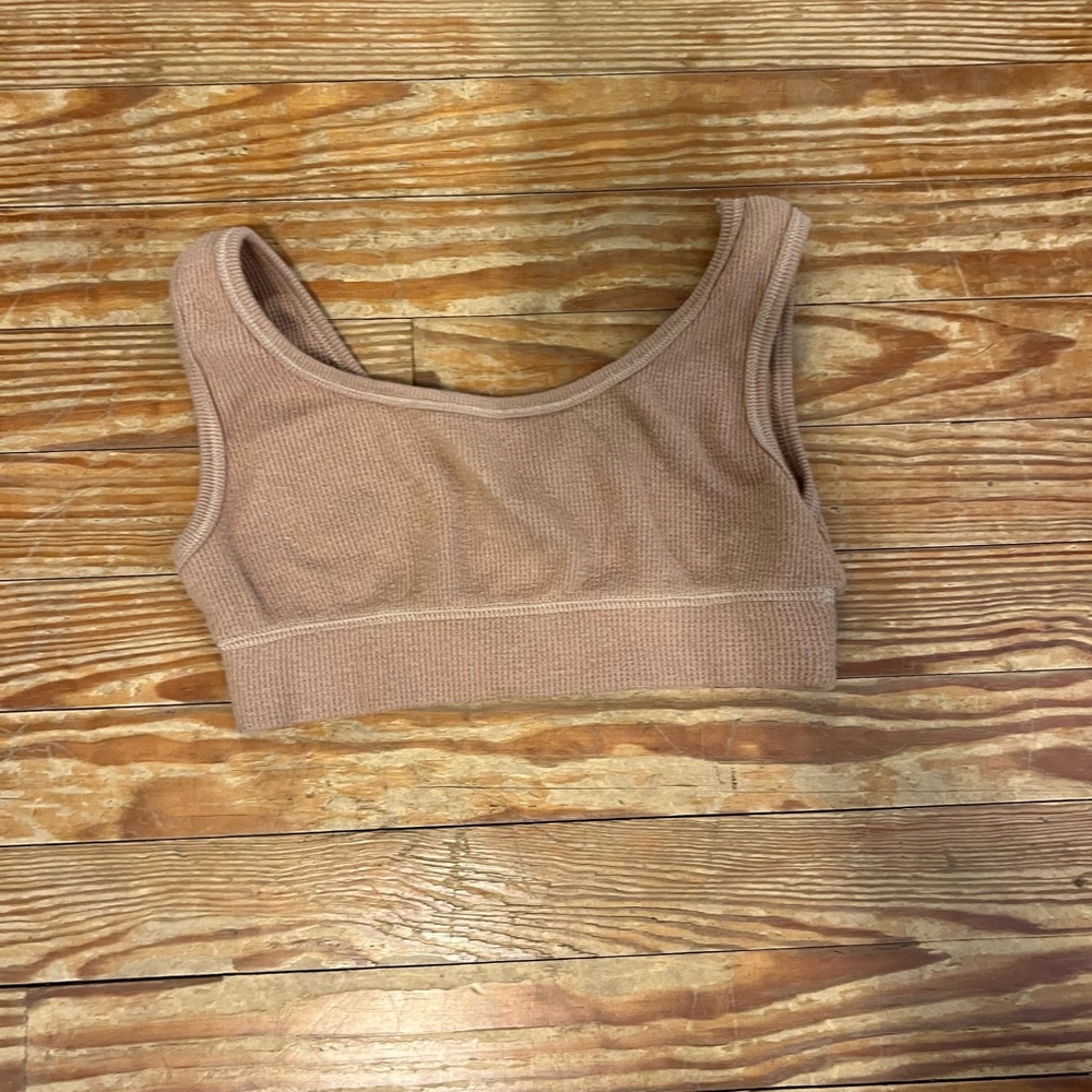 SKIMS Waffle Bra in Ochre, Size Medium